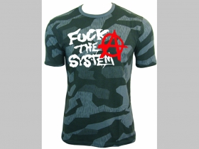 Anarchy - Fuck The System nočný " ruský " maskáč - Nightcamo SPLINTER, pánske tričko 100%bavlna